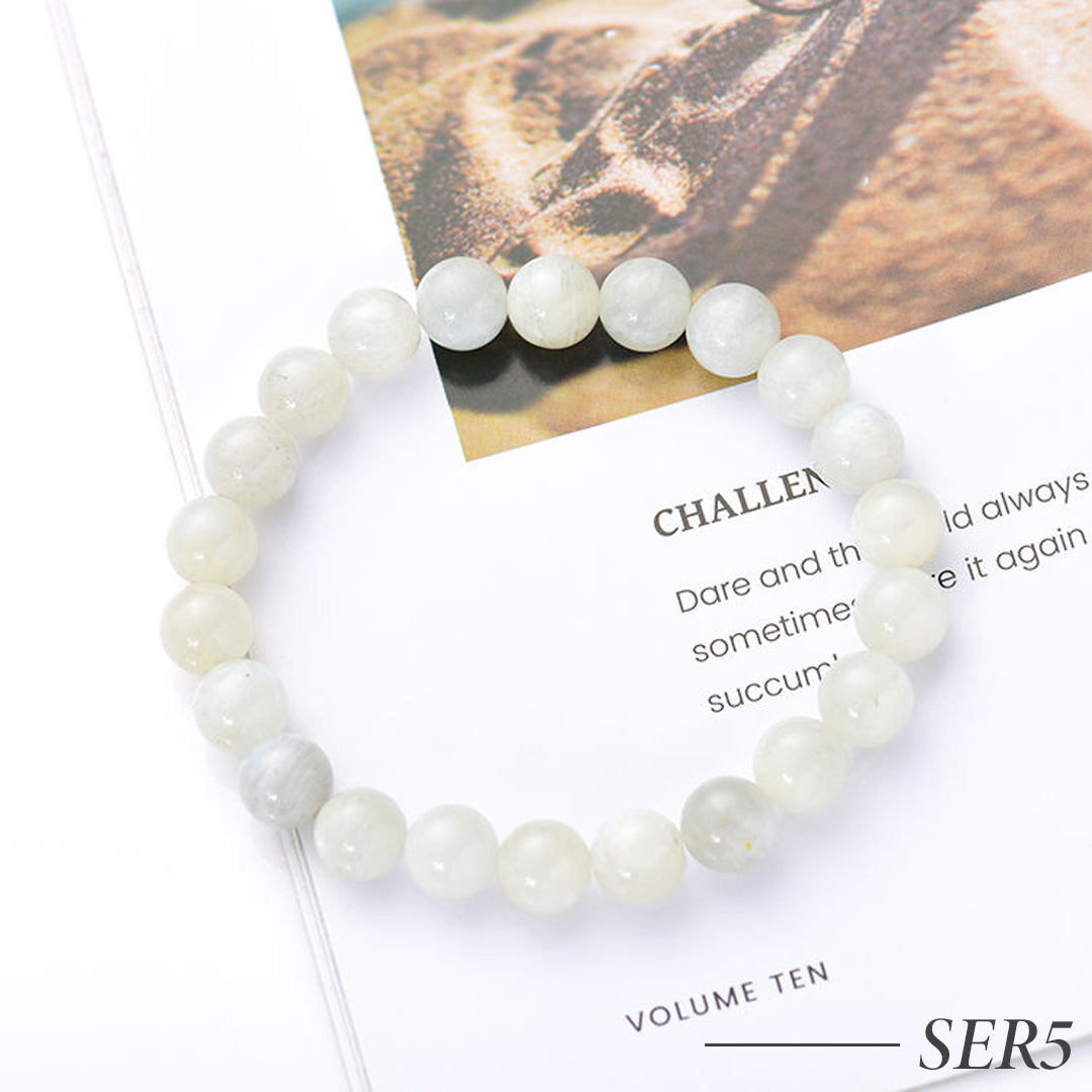 SER5-Moonstone Beaded Bracelet with Buddha Charm